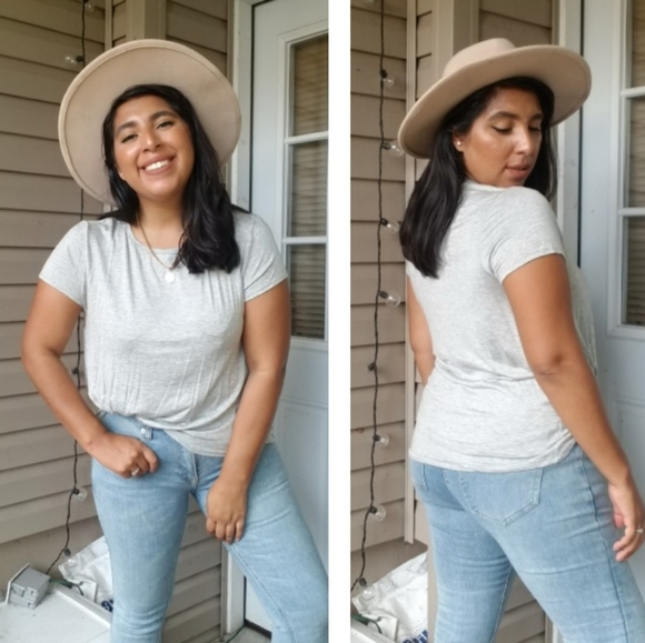 Ginger G Tops - FORGET ME KNOT GRAY TEE SHIRT TOP